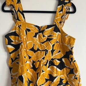 Who What Wear Mustard and Black Patterned Top